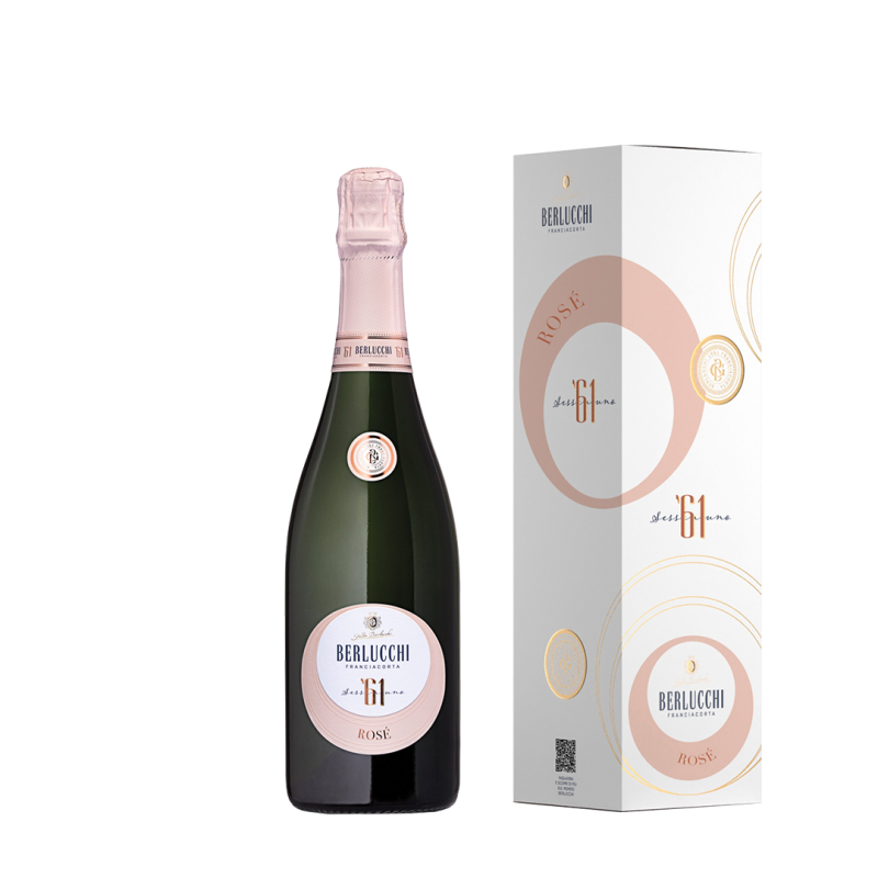 Игристое вино Берлукки 61 Франчакорта Розе, в подарочной упаковке, розовое, брют, 0.75л