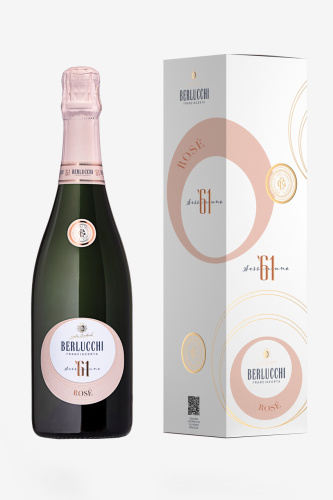 Игристое вино Берлукки 61 Франчакорта Розе, в подарочной упаковке, розовое, брют, 0.75л
