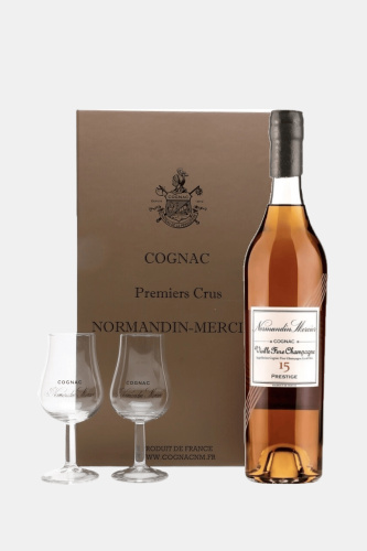 Коньяк Нормандин-Мерсье Вьей Фин Шампань, в подарочной упаковке с бокалами, 0.7л