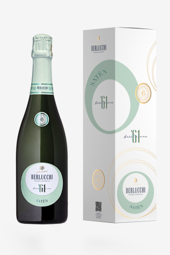 Игристое вино Франчакорта Берлукки 61 Сатен, в подарочной упаковке, белое, брют, 0.75л